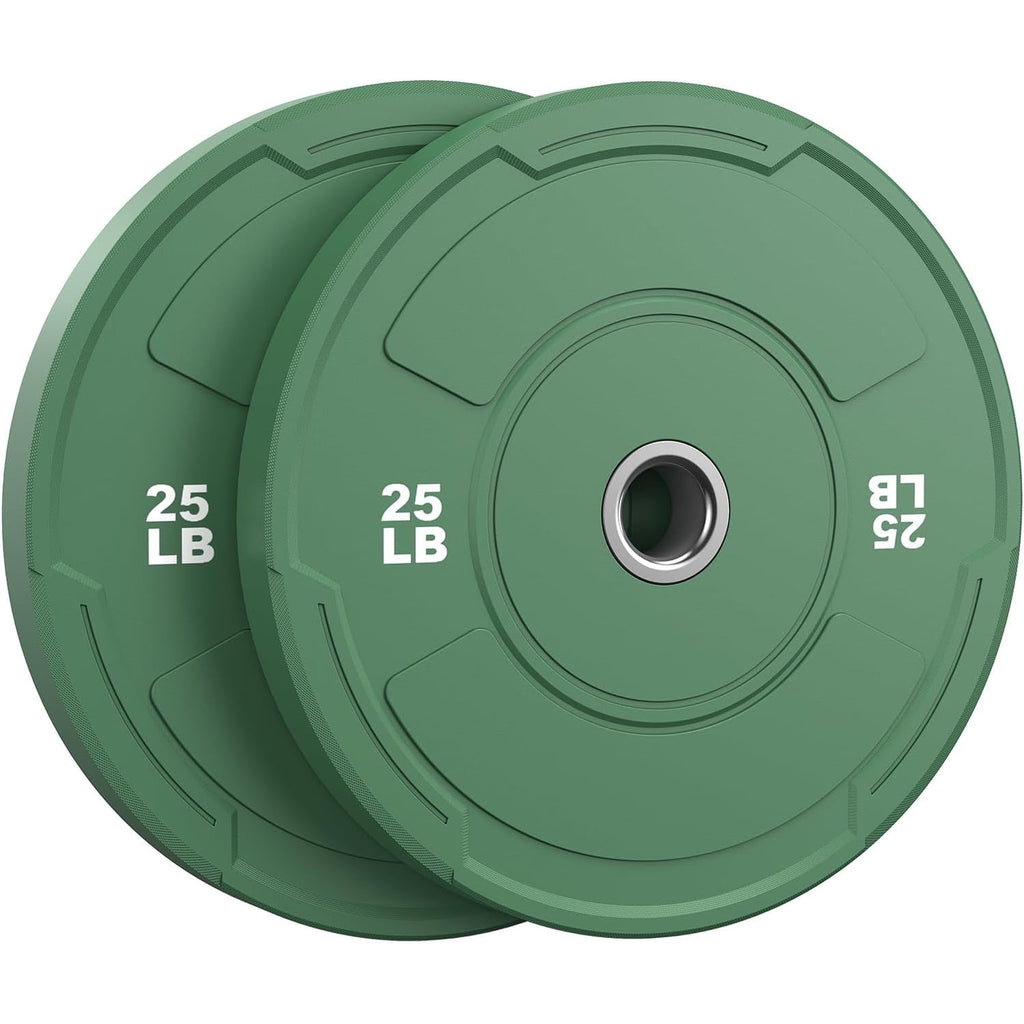 2-Inch Olympic Bumper Plates Set, 2pcs-25lb Colored Virgin Rubber Weight Barbell Plates for Strength Training, Home Gym Weightlifting
