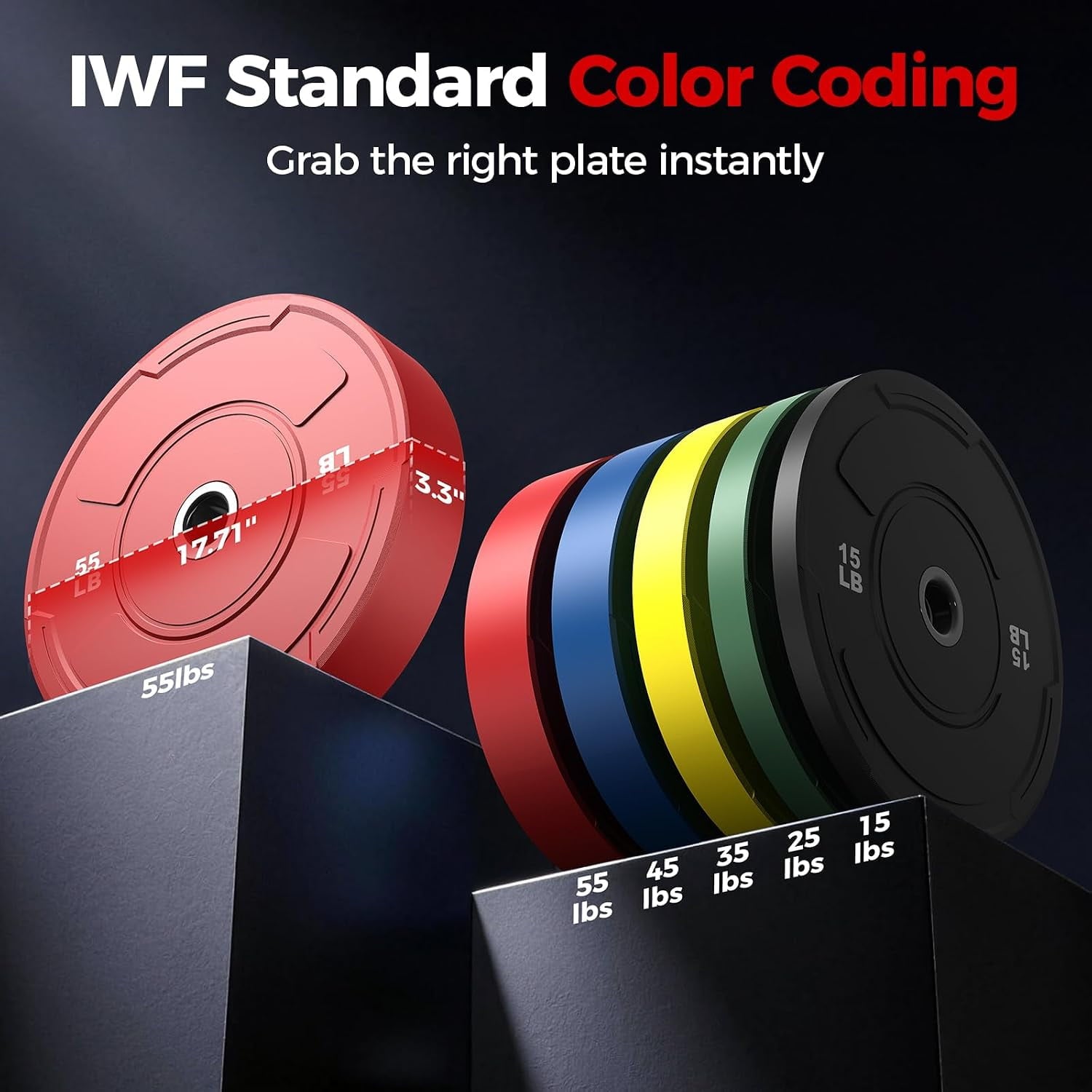 2-Inch Olympic Bumper Plates Set, 2pcs-25lb Colored Virgin Rubber Weight Barbell Plates for Strength Training, Home Gym Weightlifting