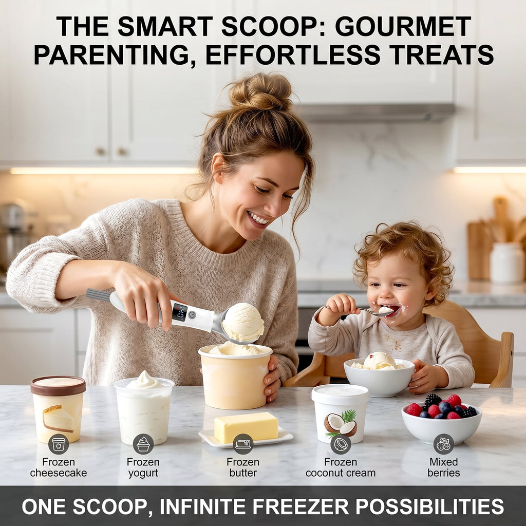 TOCOKEID Electric Heated Ice Cream Scoop with Smart LED Display & Safety Lock, Rechargeable